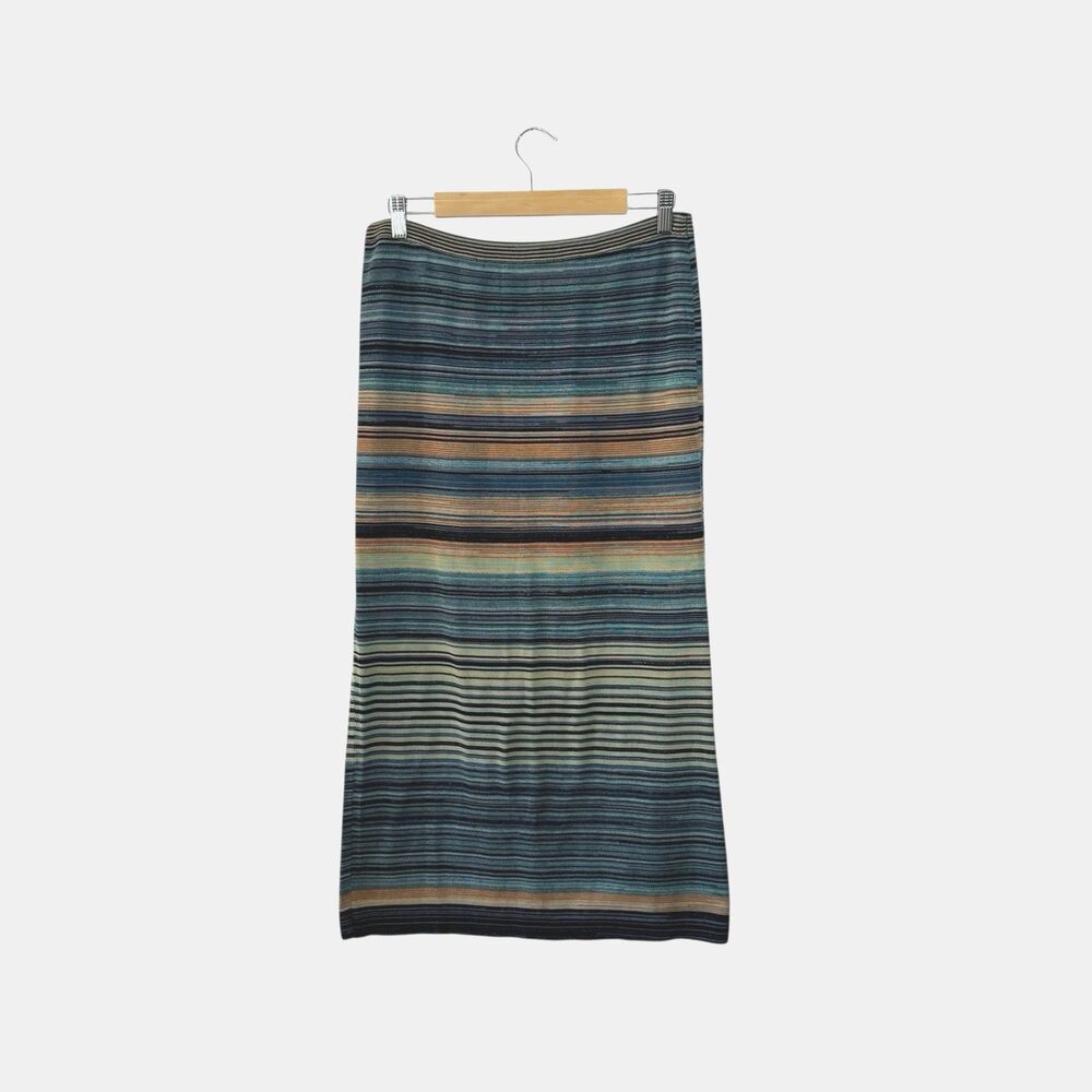Peruvian Connection Medium Skirt A-Line Midi Maxi Striped Cotton EUC Womens